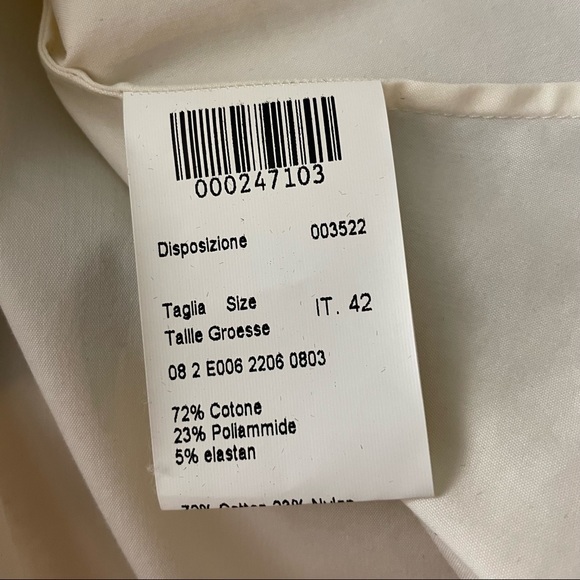 Piazza Sempione Ivory Fitted Button Up Long Sleeve Blouse with Oversized Collar - Picture 8 of 11